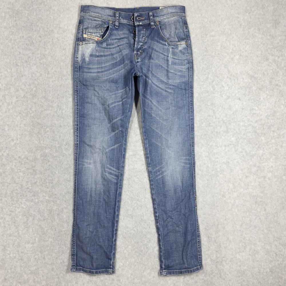 Diesel Staffy Jeans Womens 28x28 Stretch Regular Tapered‎ Distressed Button Fly